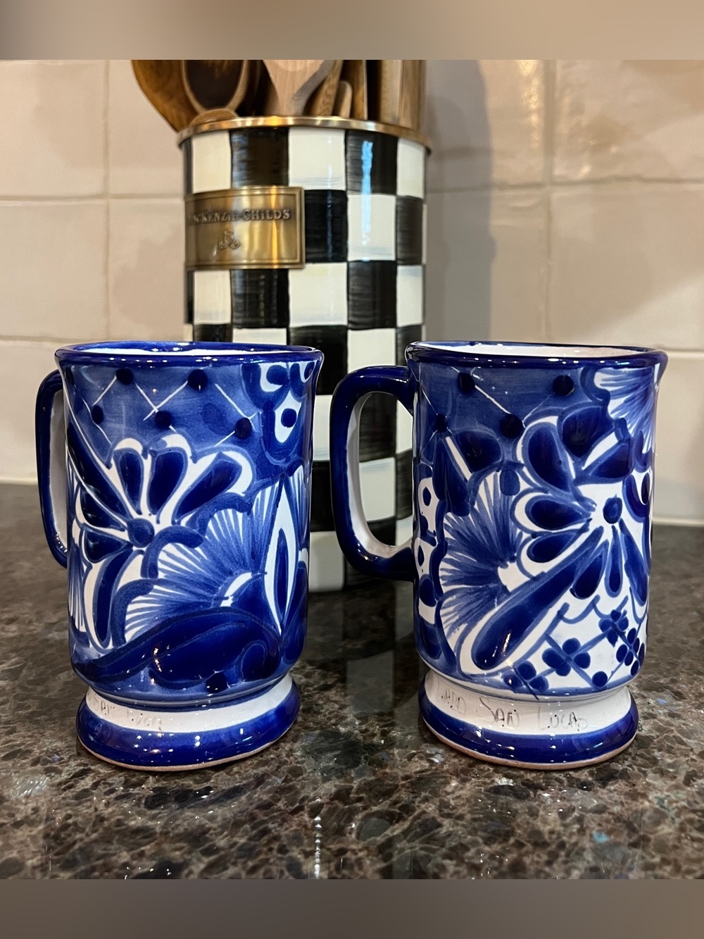 TALAVERA Hand-Painted Pottery Mugs - Set of Two